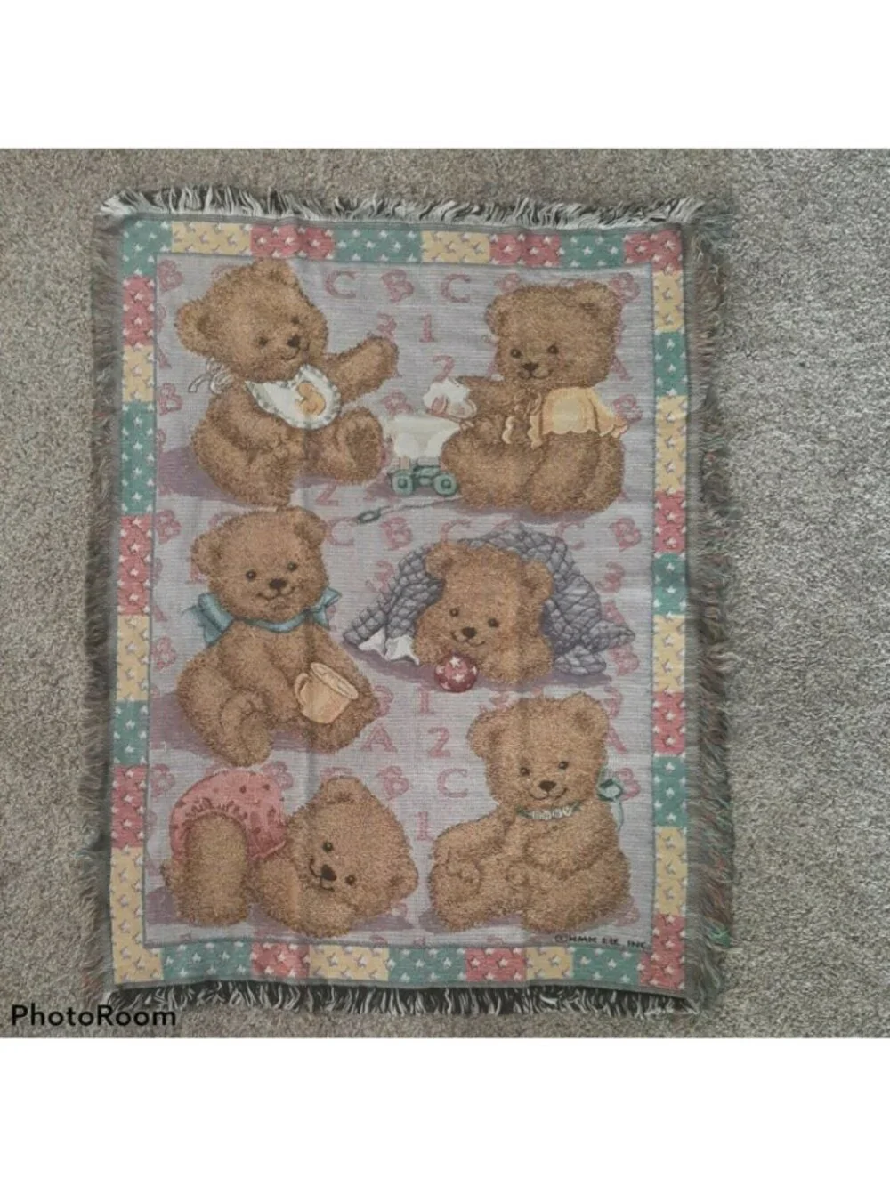 Fuzzy Teddy Baby Bears Throw Blanket Tapestry Afghan 36